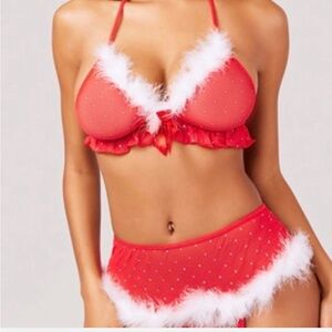 Festive Red and White Women's Intimate Set